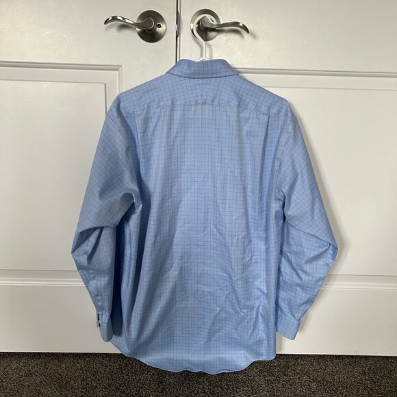 Hudson Room Men's Button Down Dress Shirt Blue with Stripes Size 16.5/33 - Picture 2 of 5